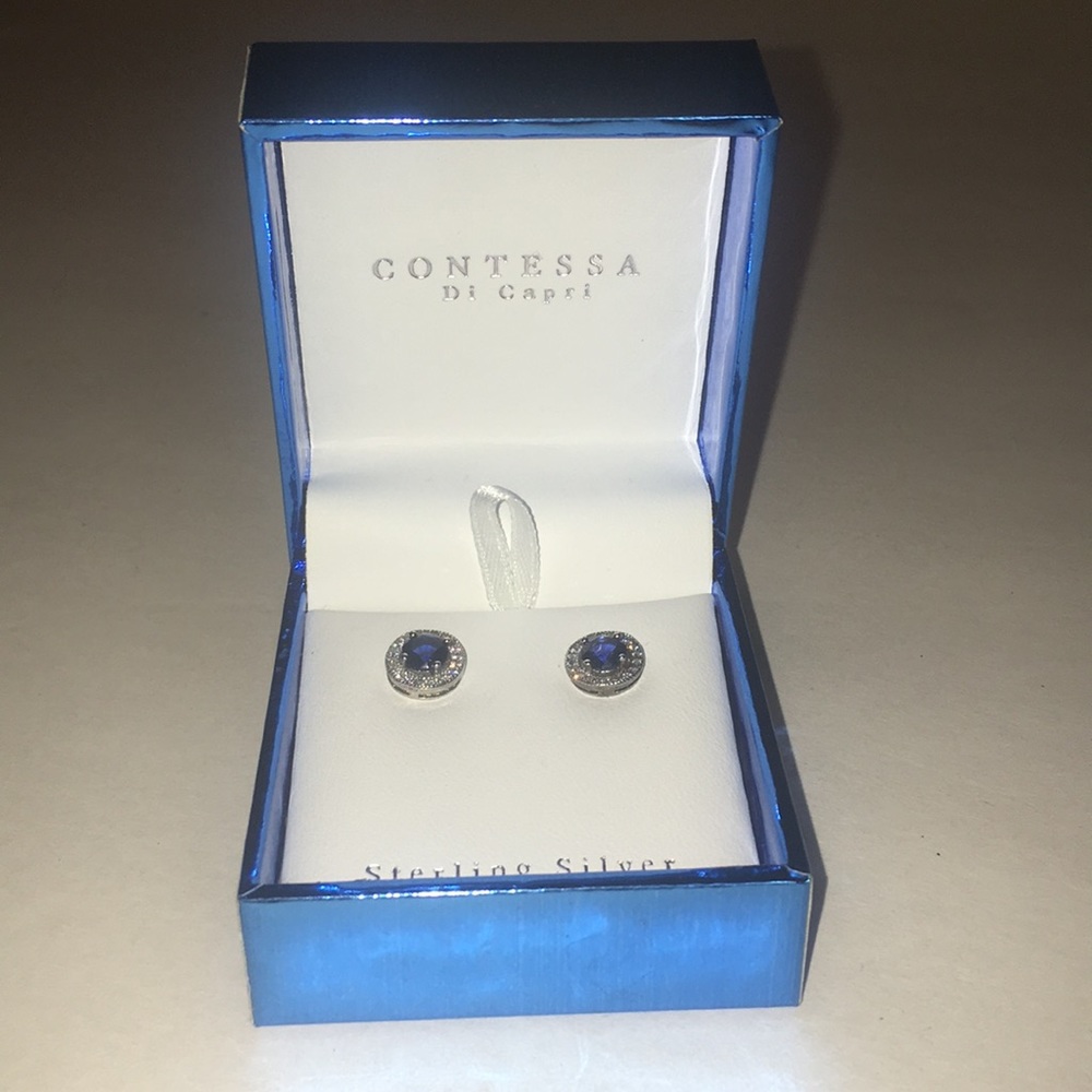 Contessa Di Capri Sterling Silver Blue Earrings